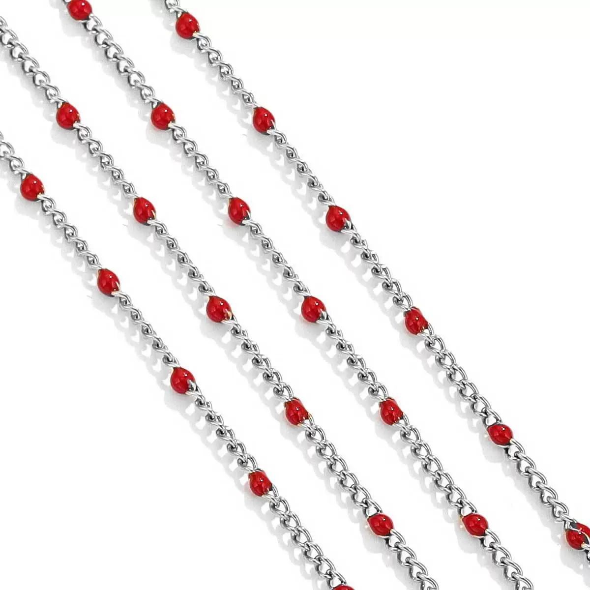 Diy Jewelry Stainless Steel Bead Chain With 18K Gold Enamel Glaze Treatment Round Bead Design - Image 7