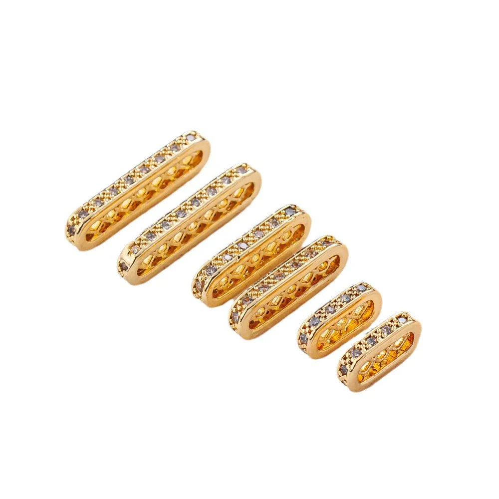 Diy Pearl Bracelet With Three Row Oval Spacer Beads Copper Plated Real Gold And Micro Zircon Electroplating Treatment - Image 4