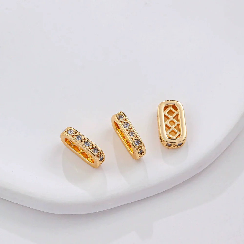 Diy Pearl Bracelet With Three Row Oval Spacer Beads Copper Plated Real Gold And Micro Zircon Electroplating Treatment - Image 5