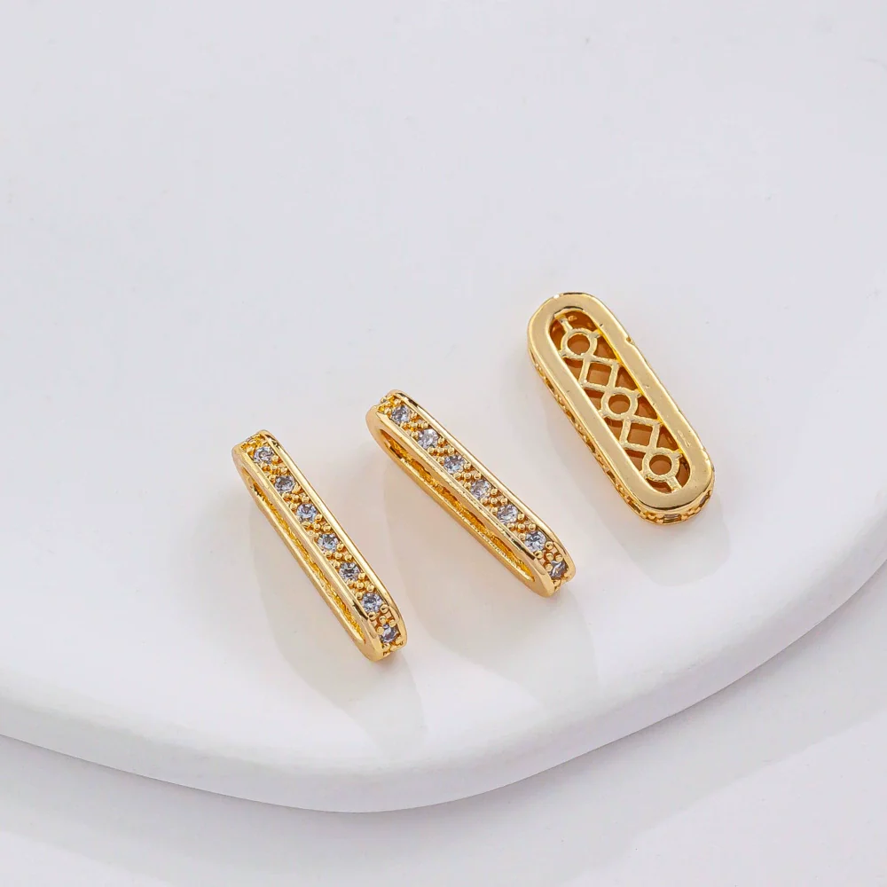 Diy Pearl Bracelet With Three Row Oval Spacer Beads Copper Plated Real Gold And Micro Zircon Electroplating Treatment - Image 7