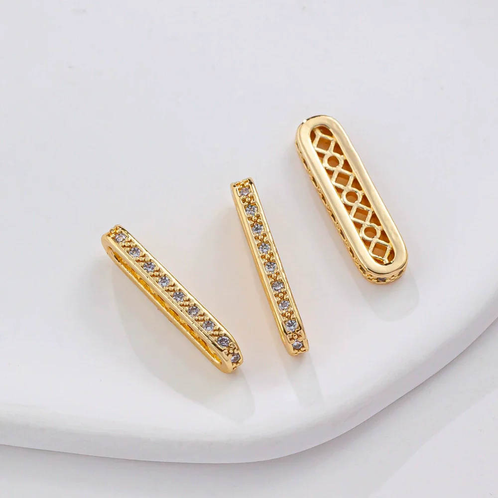 Diy Pearl Bracelet With Three Row Oval Spacer Beads Copper Plated Real Gold And Micro Zircon Electroplating Treatment - Image 8