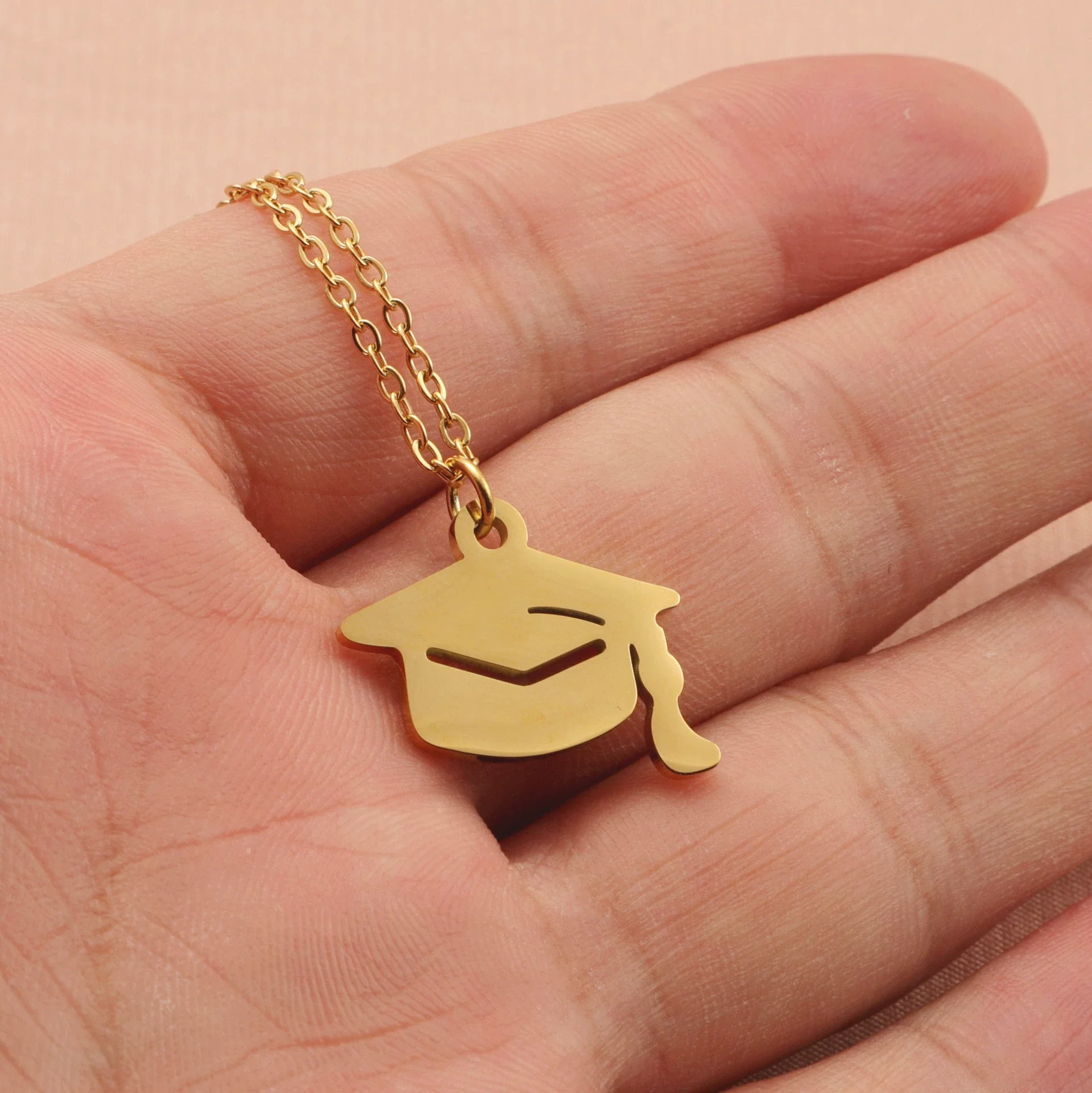 Doctor Hat Necklace Jewelry Stainless Steel Titanium Steel Ushaped Electroplating O Word Chain Unisex Versatile - Image 3