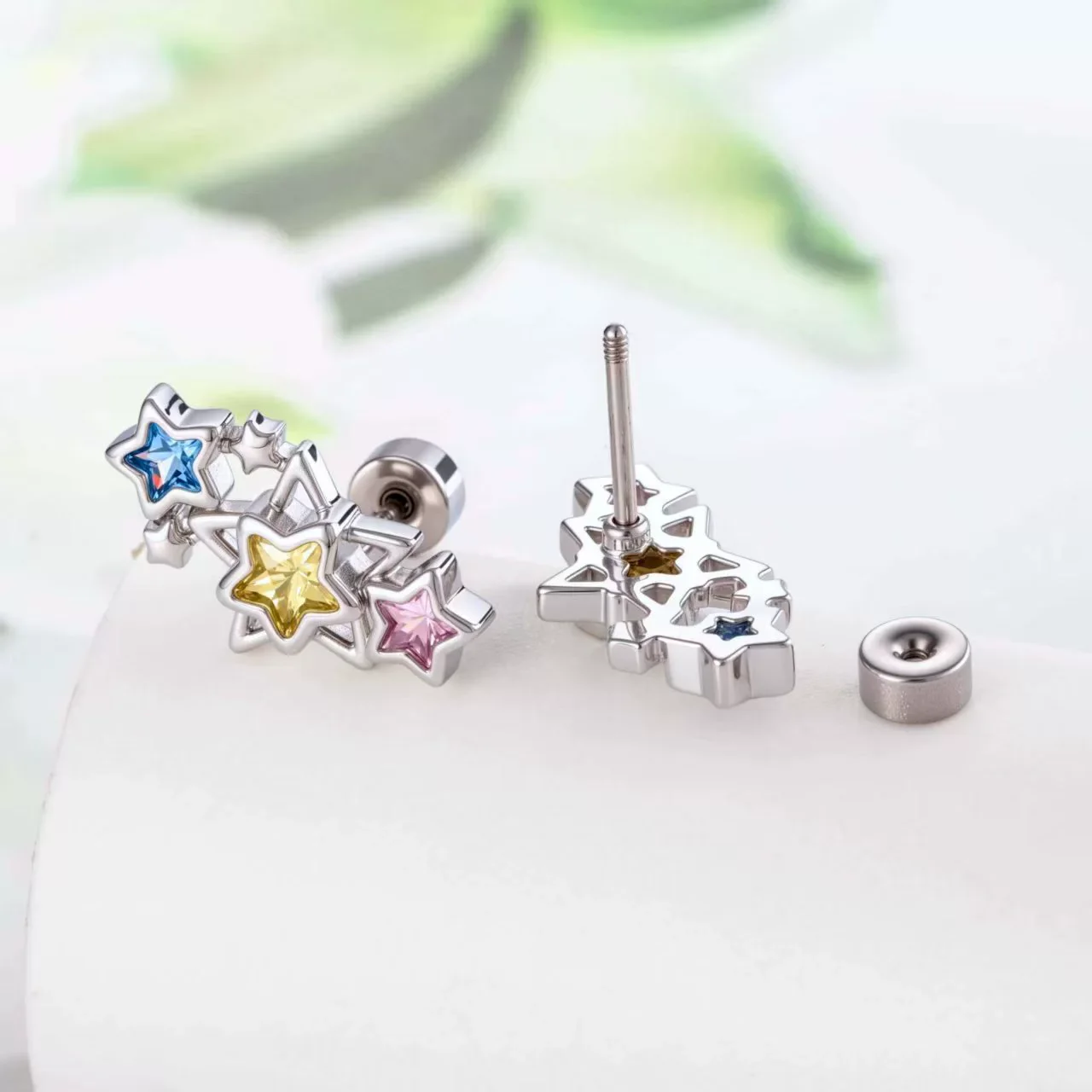 Dopamine Fivepointed Star Zirconia Titanium Steel Girly Earrings - Image 3