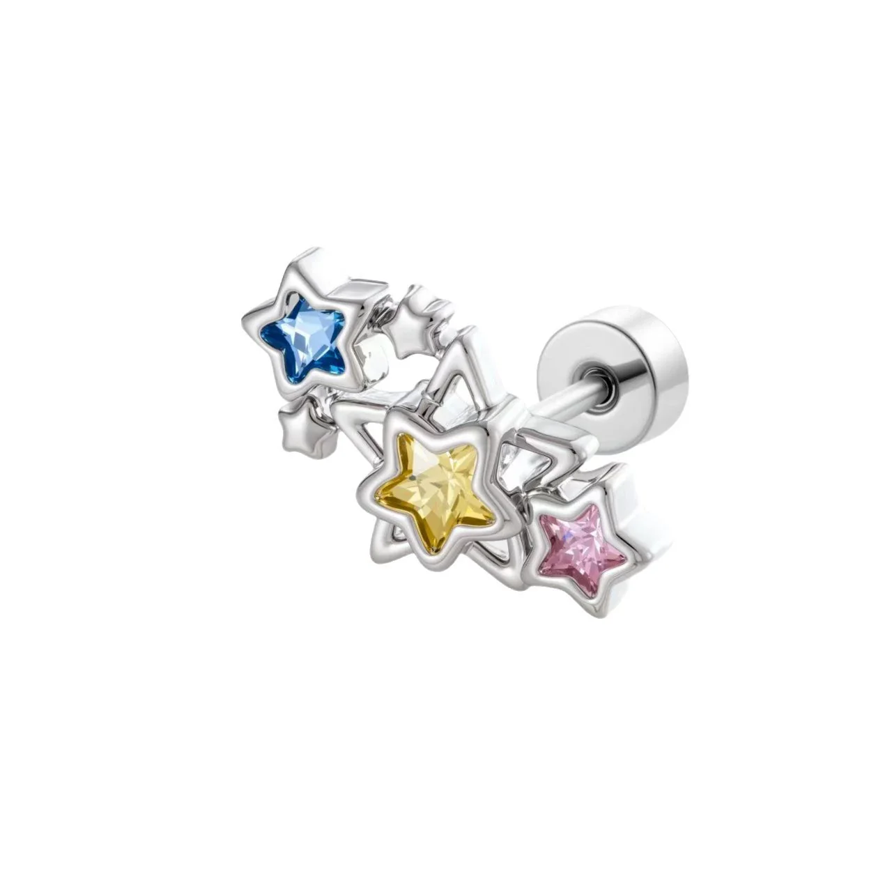 Dopamine Fivepointed Star Zirconia Titanium Steel Girly Earrings - Image 5