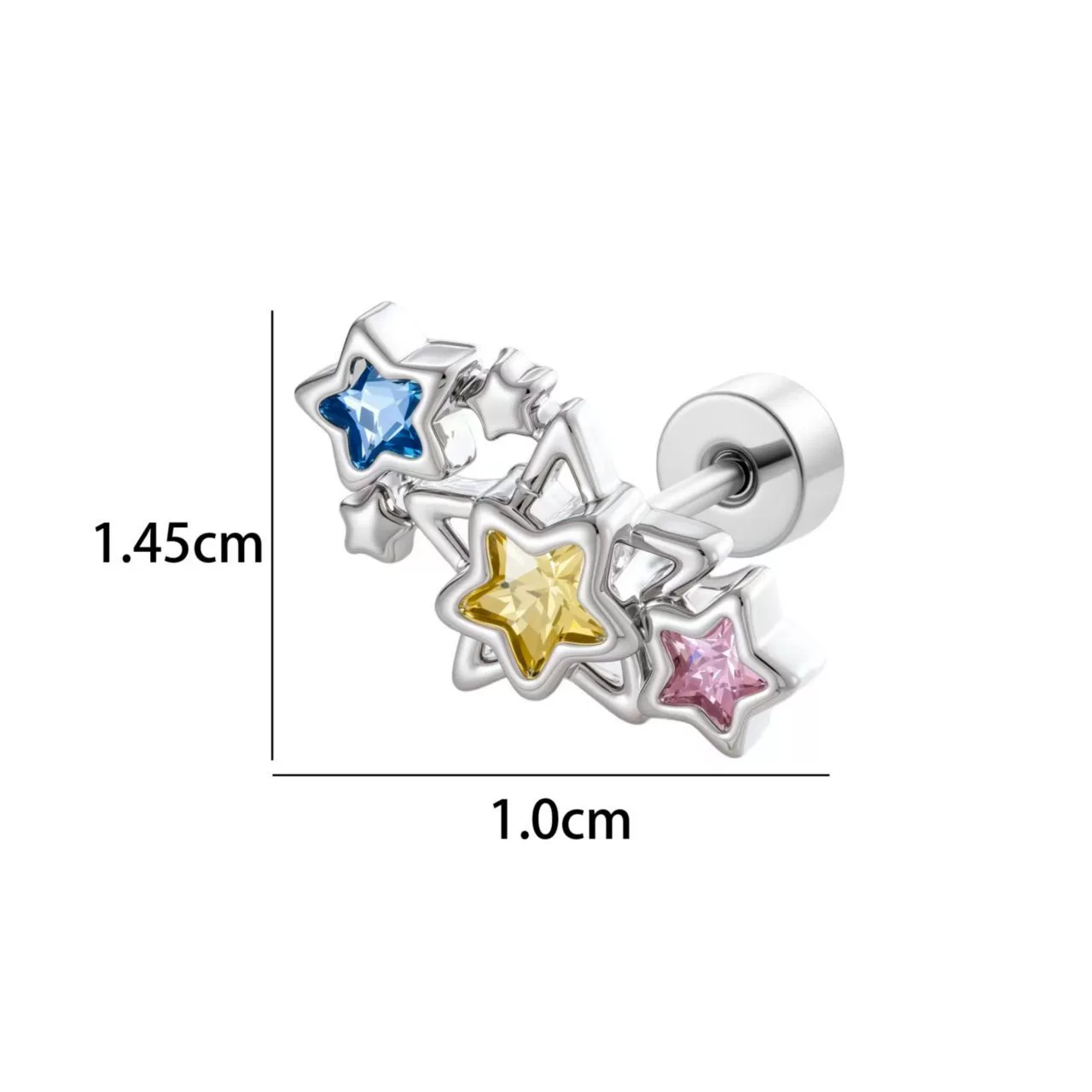 Dopamine Fivepointed Star Zirconia Titanium Steel Girly Earrings - Image 6