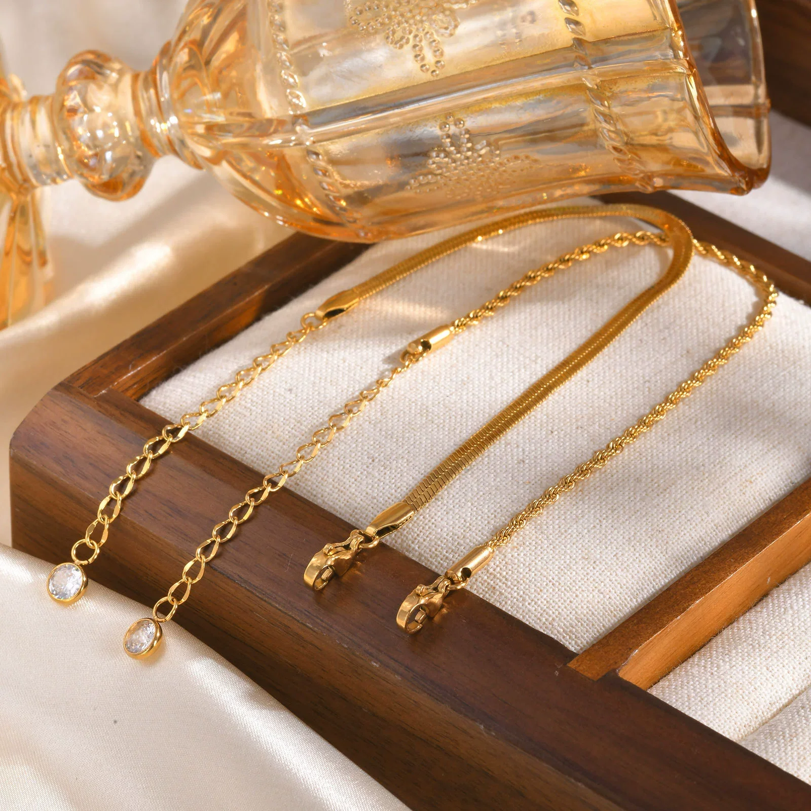 Double Layer Stainless Steel Twist Chain Golden Bracelet Fashion Style For Women - Image 2