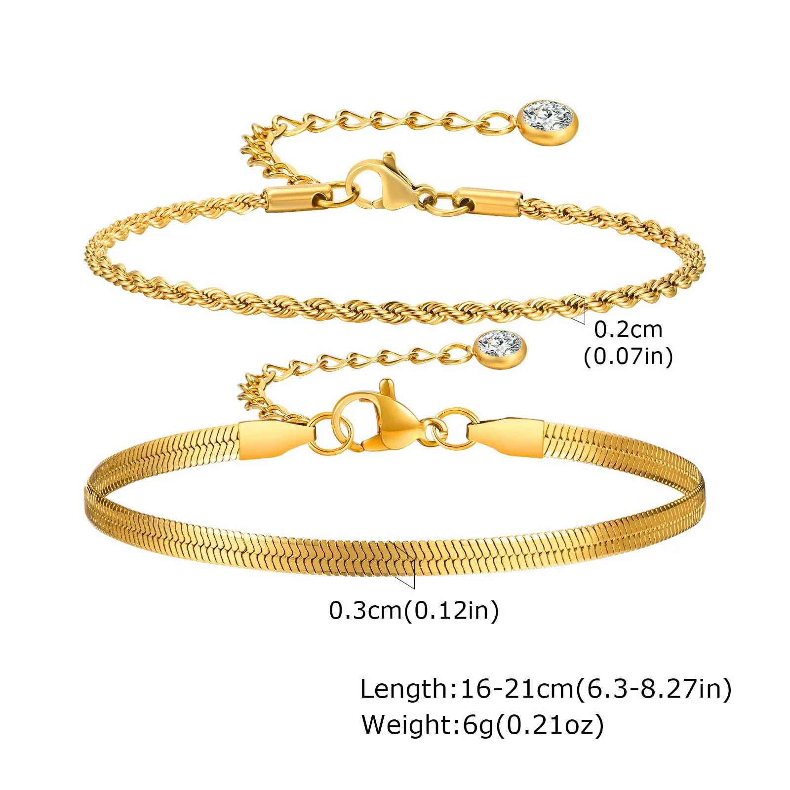 Double Layer Stainless Steel Twist Chain Golden Bracelet Fashion Style For Women - Image 6