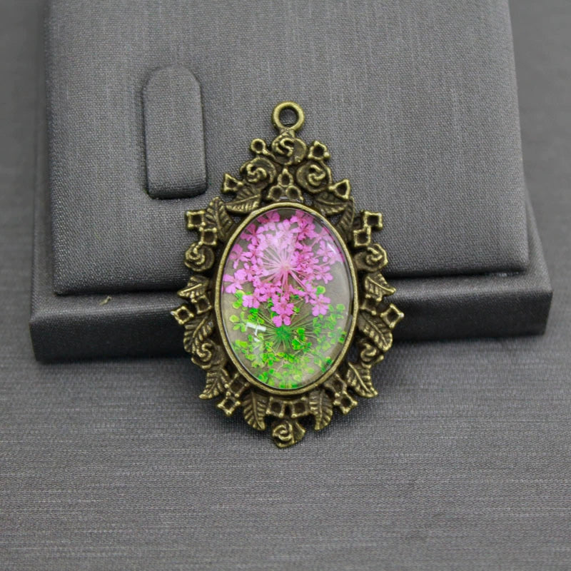 Dried Flower Necklace Glass Glaze Pu Wax Rope Geometric Literary Style