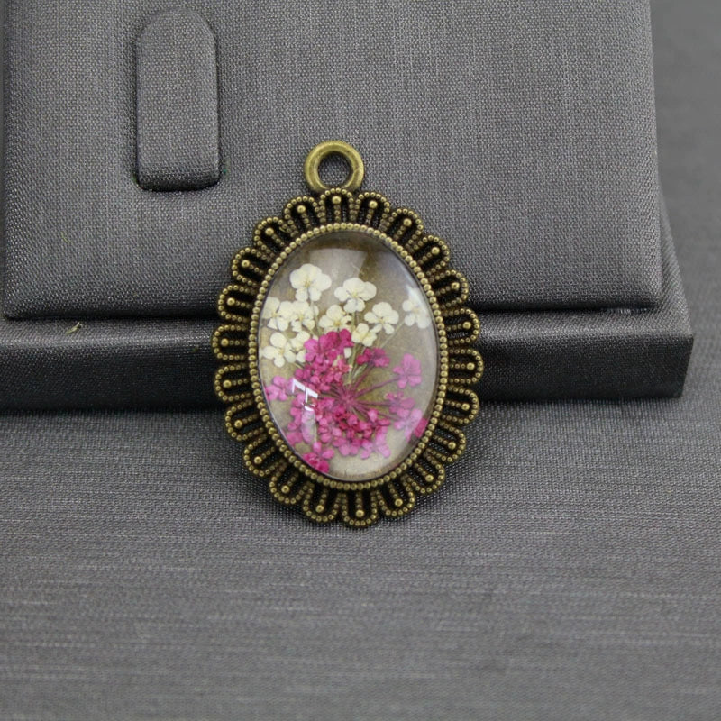 Dried Flower Necklace Glass Glaze Pu Wax Rope Geometric Literary Style - Image 2