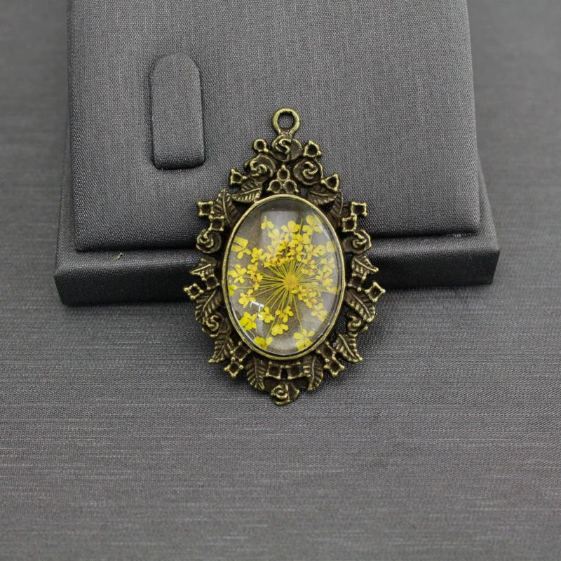 Dried Flower Necklace Glass Glaze Pu Wax Rope Geometric Literary Style - Image 4