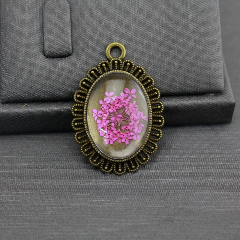 Dried Flower Necklace Glass Glaze Pu Wax Rope Geometric Literary Style - Image 7