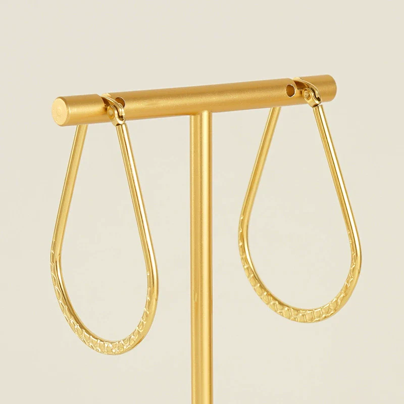 Dropshaped 316L Stainless Steel Geometric Minimalist Electroplated 18K Gold Plated Women's Earrings - Image 2