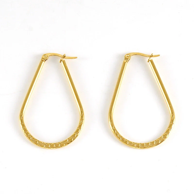 Dropshaped 316L Stainless Steel Geometric Minimalist Electroplated 18K Gold Plated Women's Earrings - Image 5