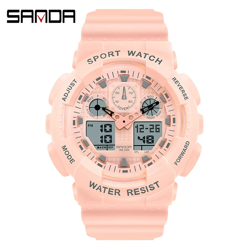 Dual Movement Electronic Resin Outdoor Leisure Sports Waterproof Round Dial Youth Watch - Image 11