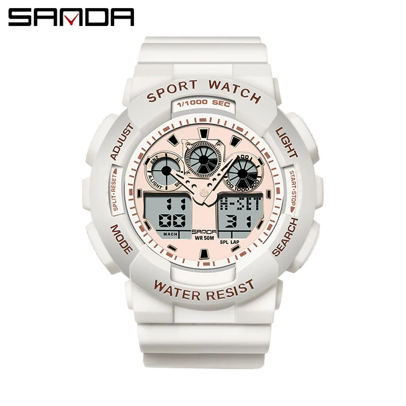 Dual Movement Electronic Resin Outdoor Leisure Sports Waterproof Round Dial Youth Watch - Image 19