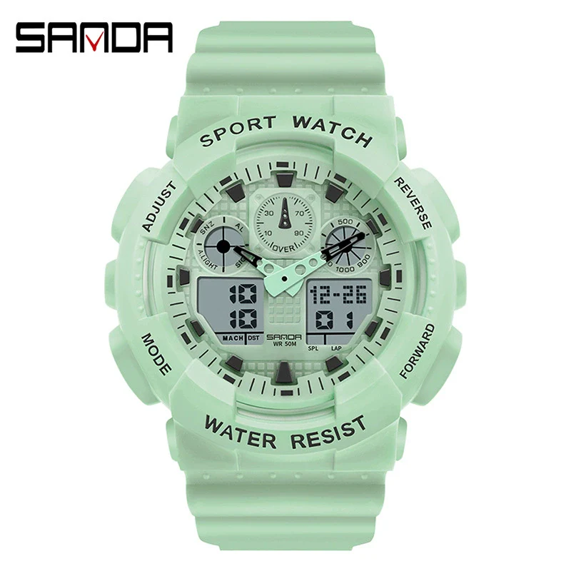 Dual Movement Electronic Resin Outdoor Leisure Sports Waterproof Round Dial Youth Watch - Image 3