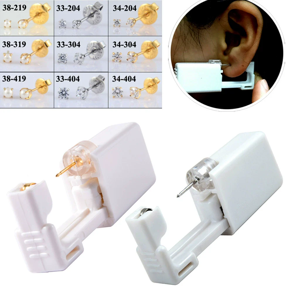 Ear Piercing Tool With 316L Stainless Steel Pearl Earrings