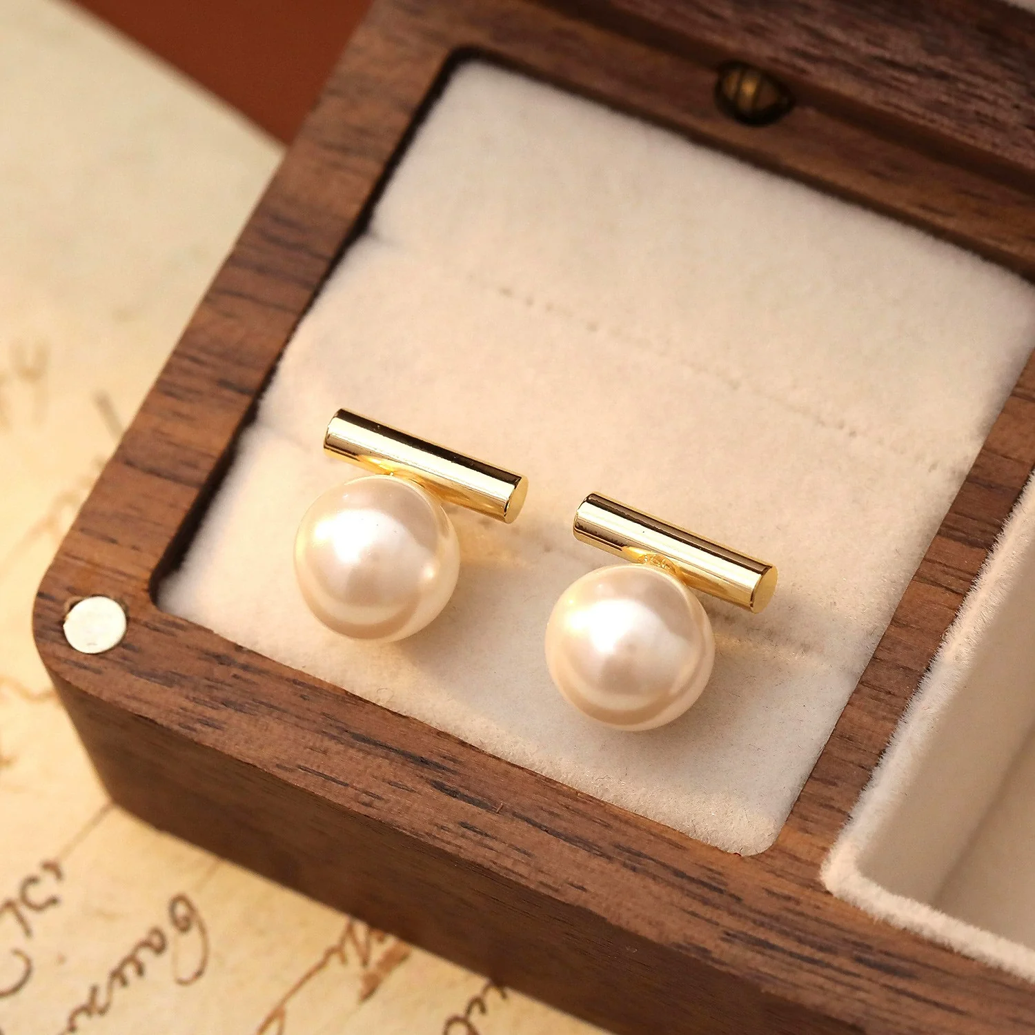 Earrings 925 Silver Copper Geometric Grey Pearl Electroplating For Women - Image 4