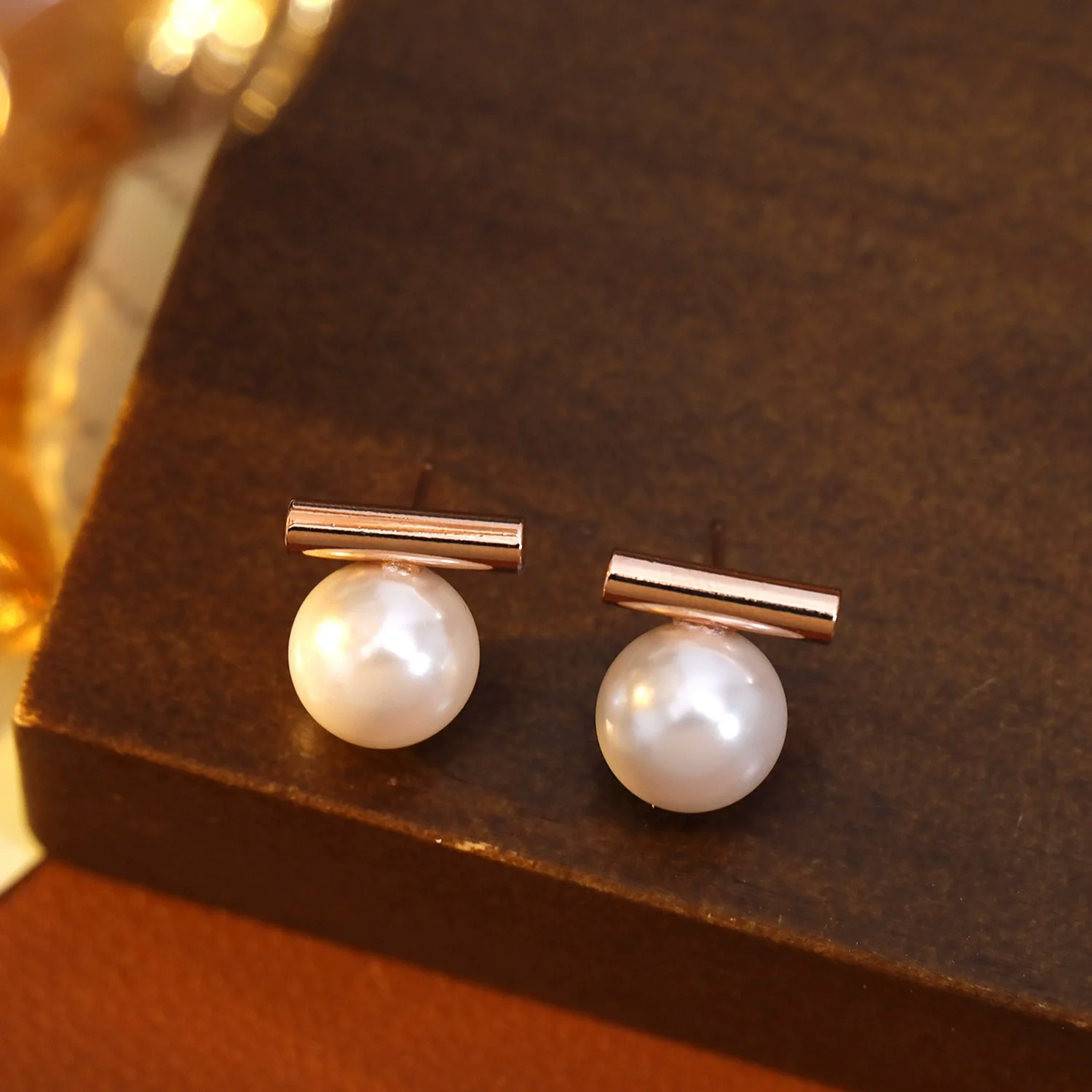 Earrings 925 Silver Copper Geometric Grey Pearl Electroplating For Women - Image 8
