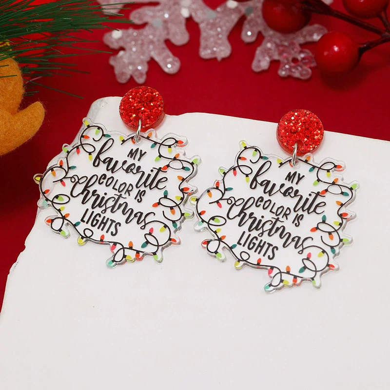 Earrings Acrylic Geometric Christmas Hat Rainbow Christmas Tree Stylish Design For Women - Image 2