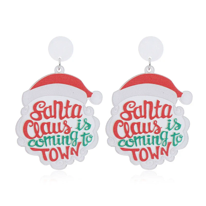 Earrings Acrylic Geometric Christmas Hat Rainbow Christmas Tree Stylish Design For Women - Image 8
