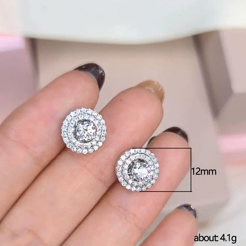 Earrings Copper Geometric Round Diamond Zircon For Female - Image 5