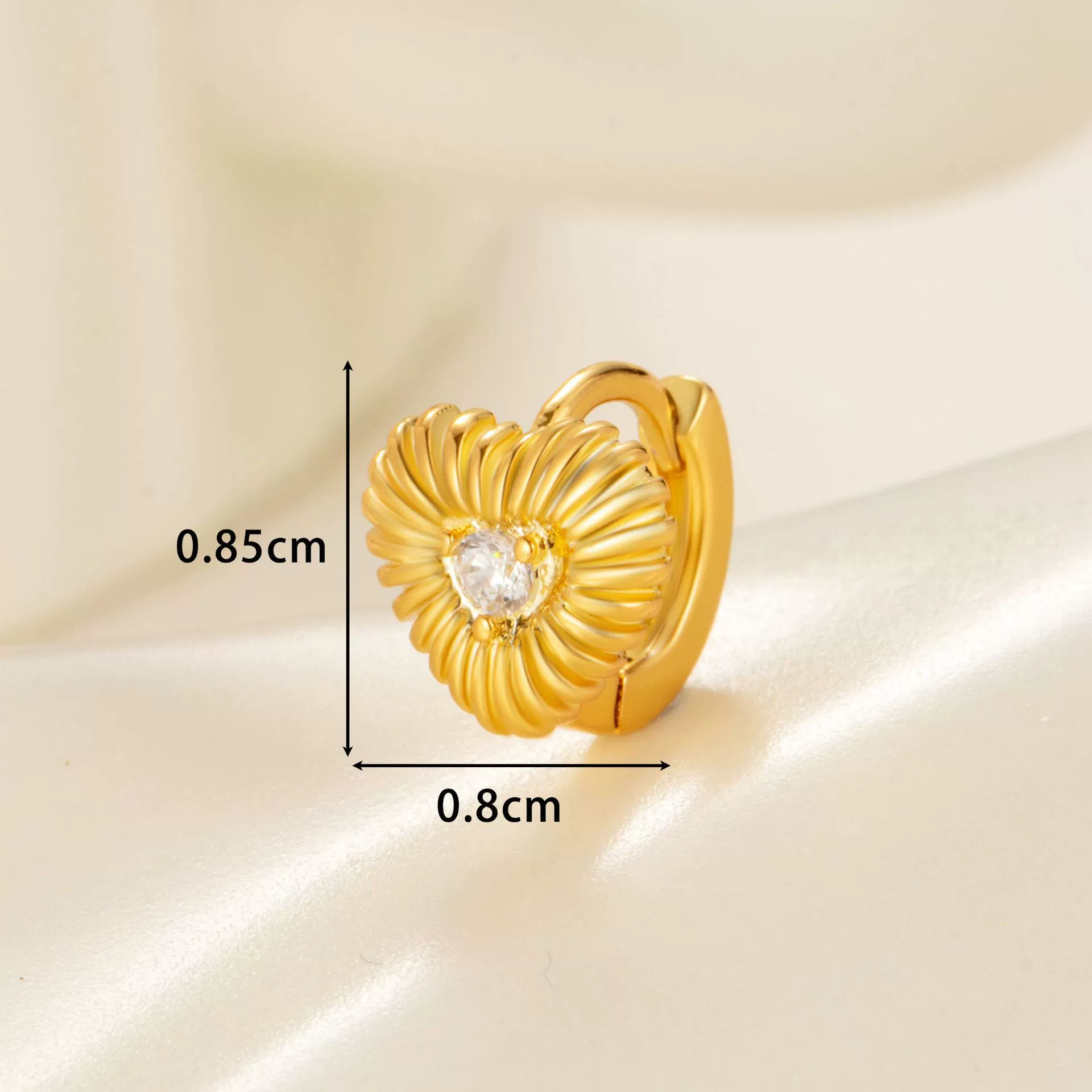 Earrings Copper Heart Bow Inlaid Zircon Fresh Sweet Cool Girl Style - Image 4