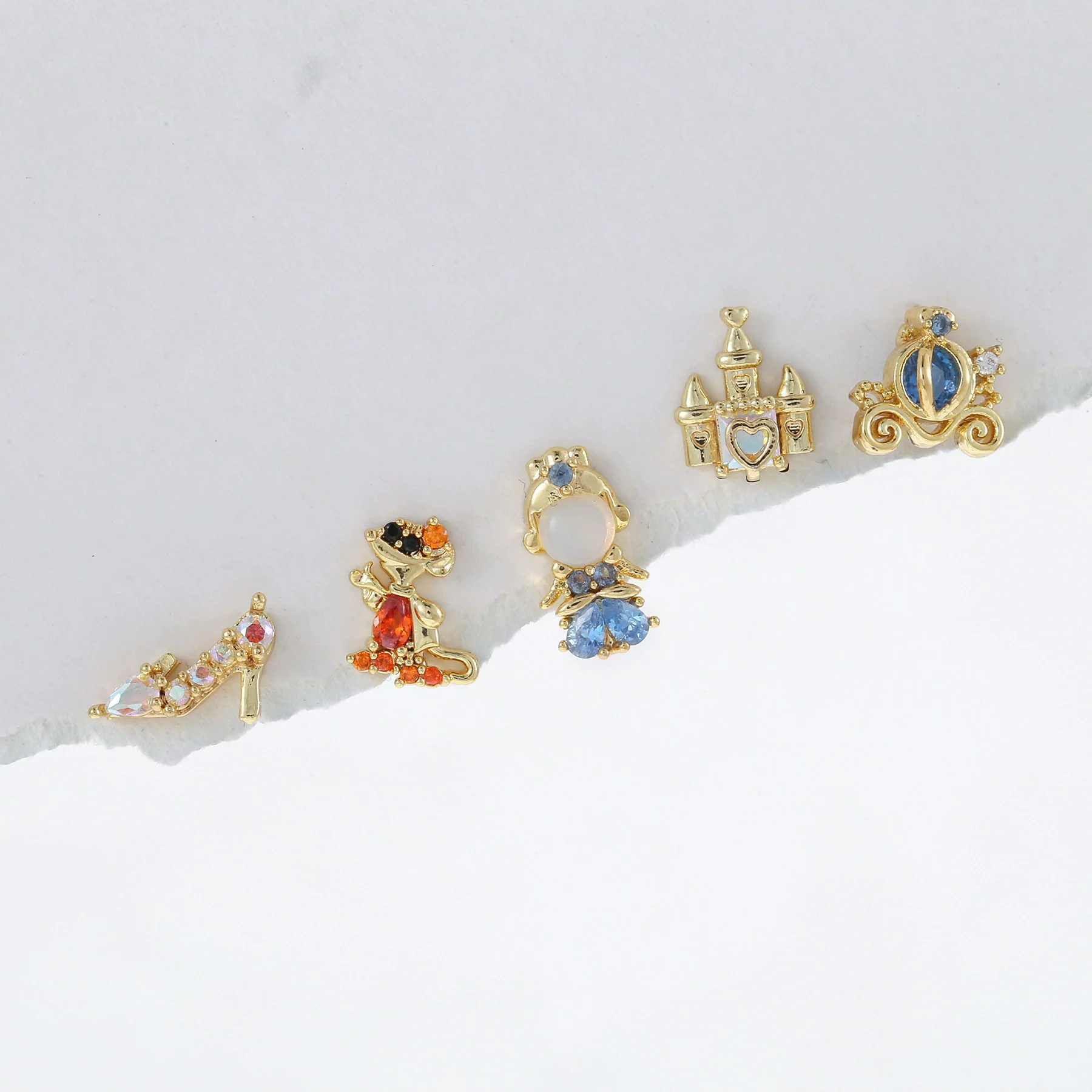 Earrings Copper Light Luxury Cartoon Characters Pumpkin Car Crystal Shoes Zircon