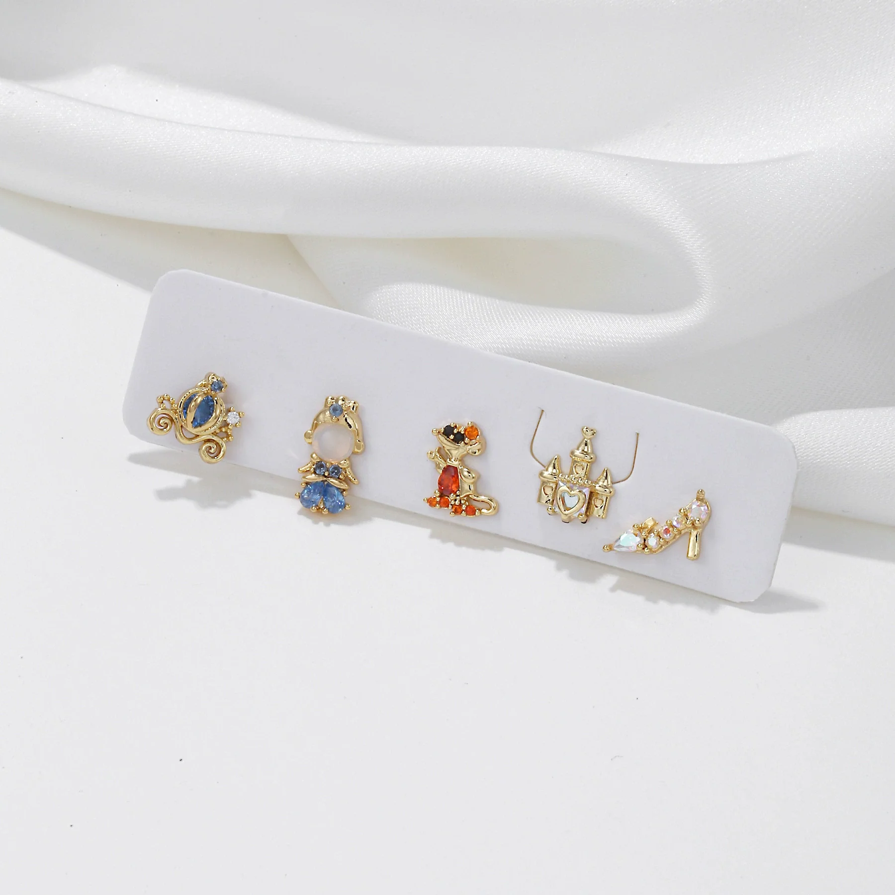 Earrings Copper Light Luxury Cartoon Characters Pumpkin Car Crystal Shoes Zircon - Image 3