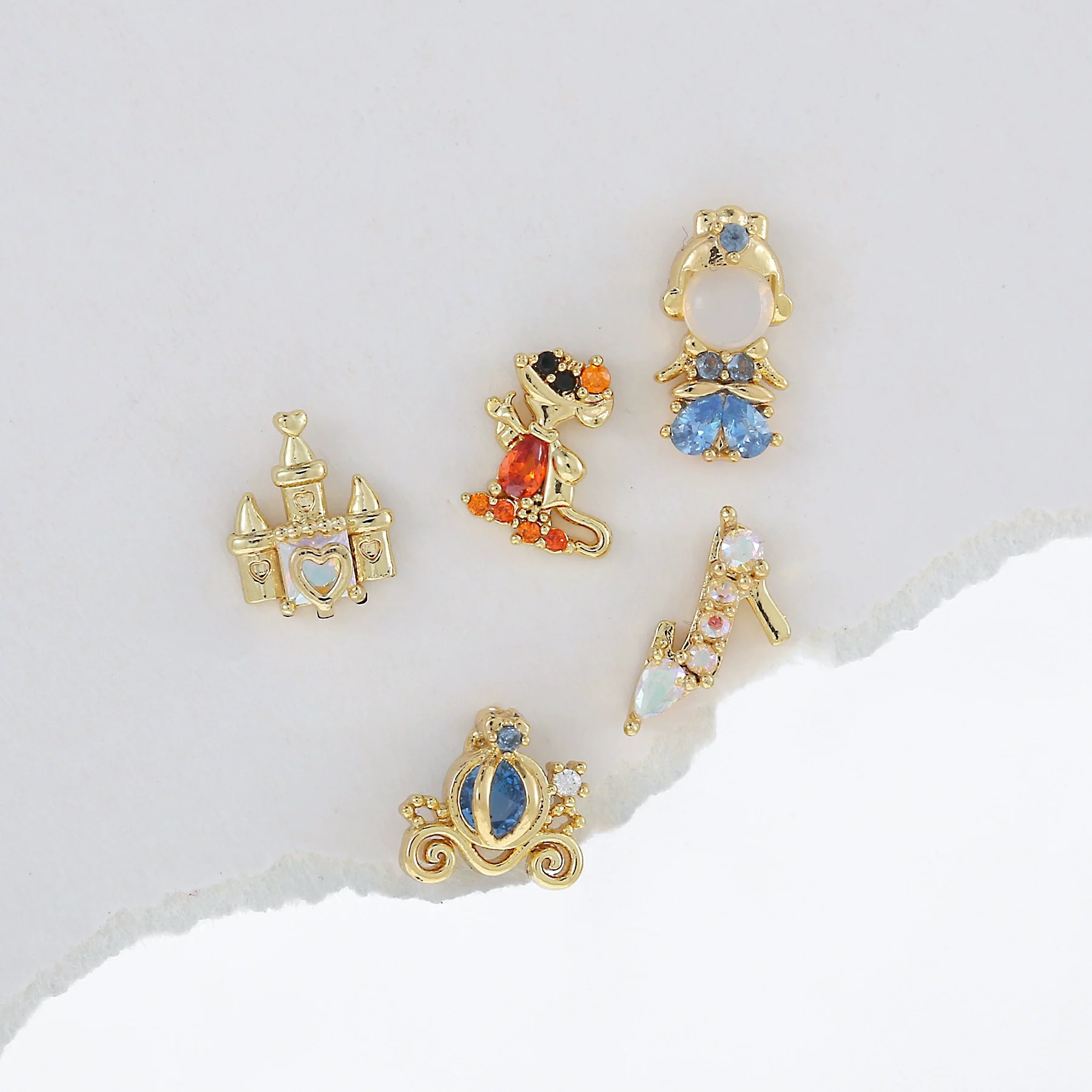 Earrings Copper Light Luxury Cartoon Characters Pumpkin Car Crystal Shoes Zircon - Image 4