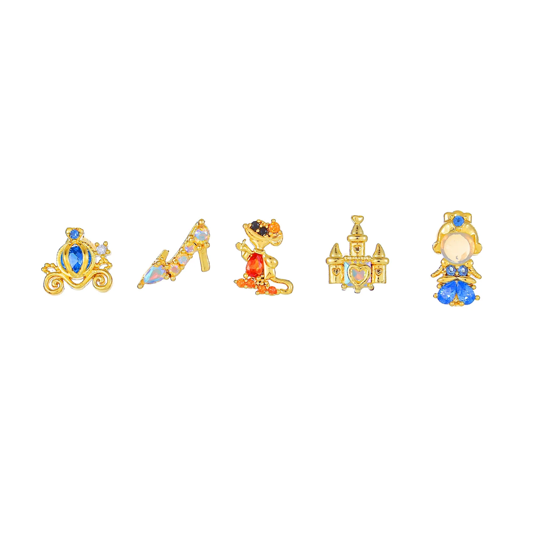 Earrings Copper Light Luxury Cartoon Characters Pumpkin Car Crystal Shoes Zircon - Image 5