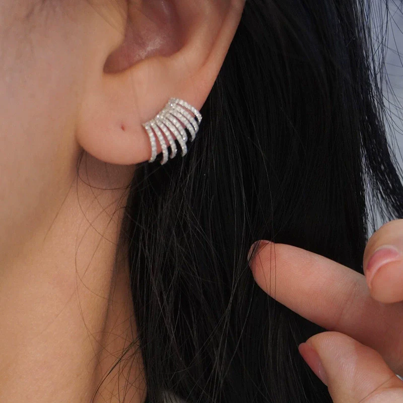 Earrings Copper Zircon Geometric Style - Image 3