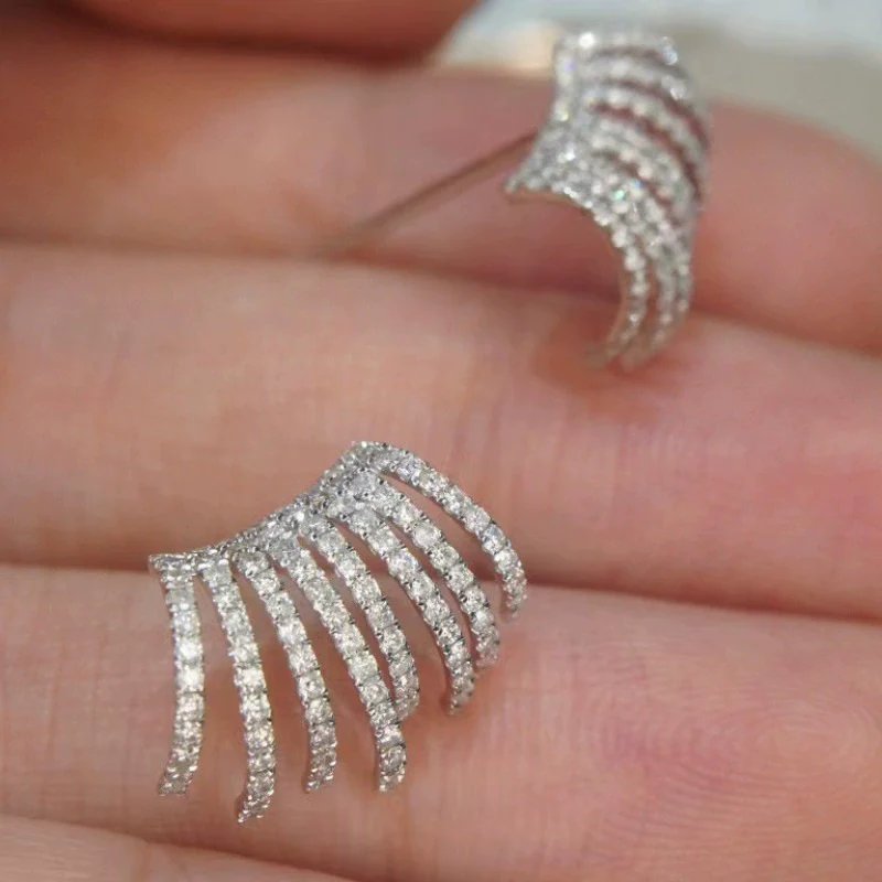 Earrings Copper Zircon Geometric Style - Image 4
