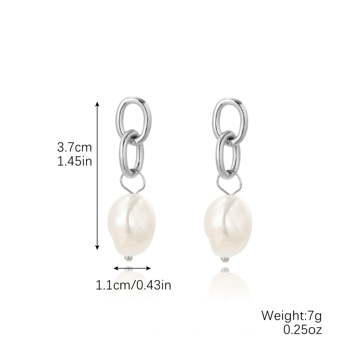 Earrings Pearl Chain Retro Geometric Metal Electroplated For Women - Image 12