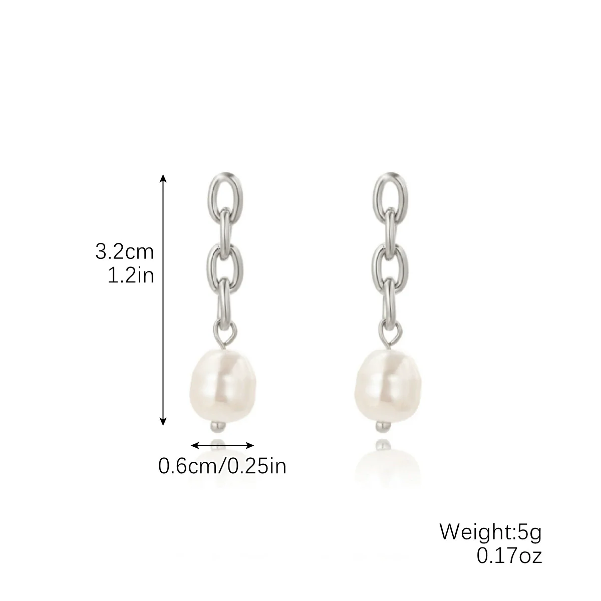 Earrings Pearl Chain Retro Geometric Metal Electroplated For Women - Image 13