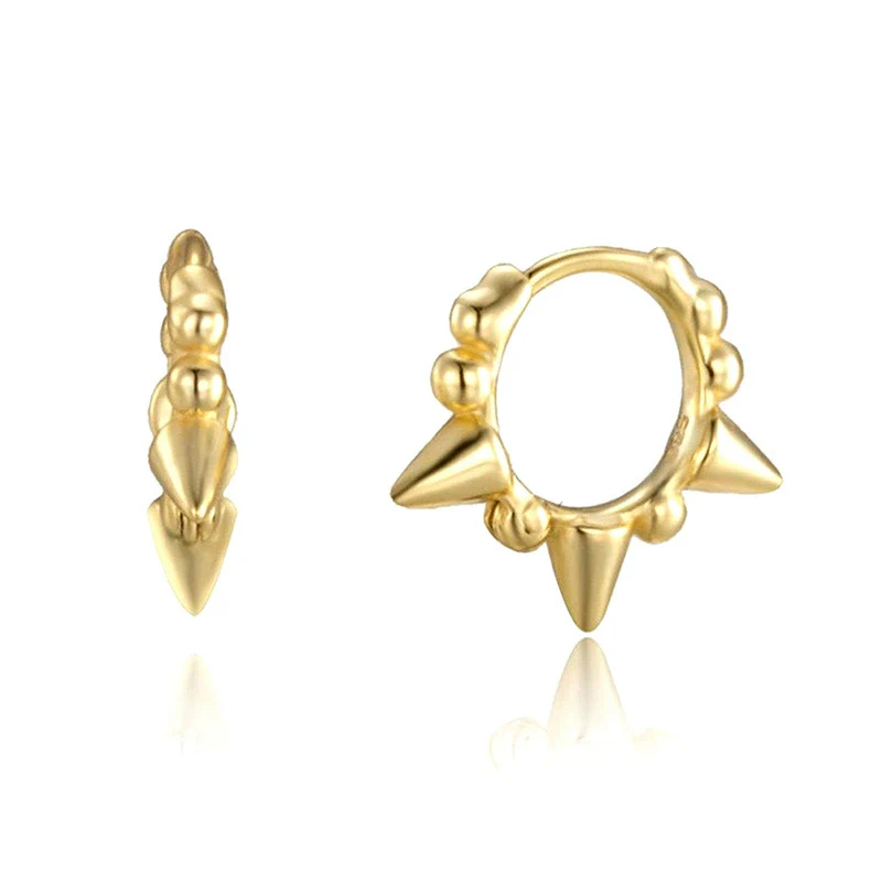 Earrings S925 Silver Geometric Rivet Electroplated Punk Style Unisex