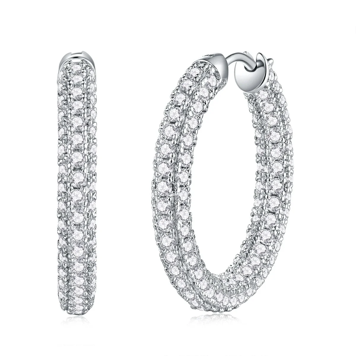 Earrings S925 Silver Moissanite Geometric Style Diamond Processed - Image 4