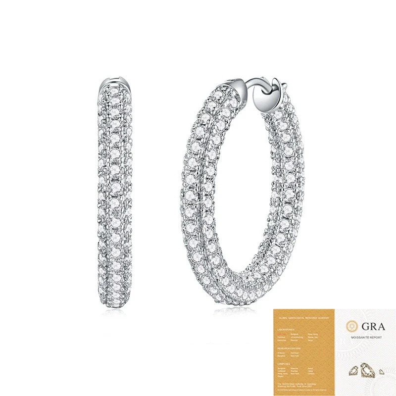 Earrings S925 Silver Moissanite Geometric Style Diamond Processed - Image 5