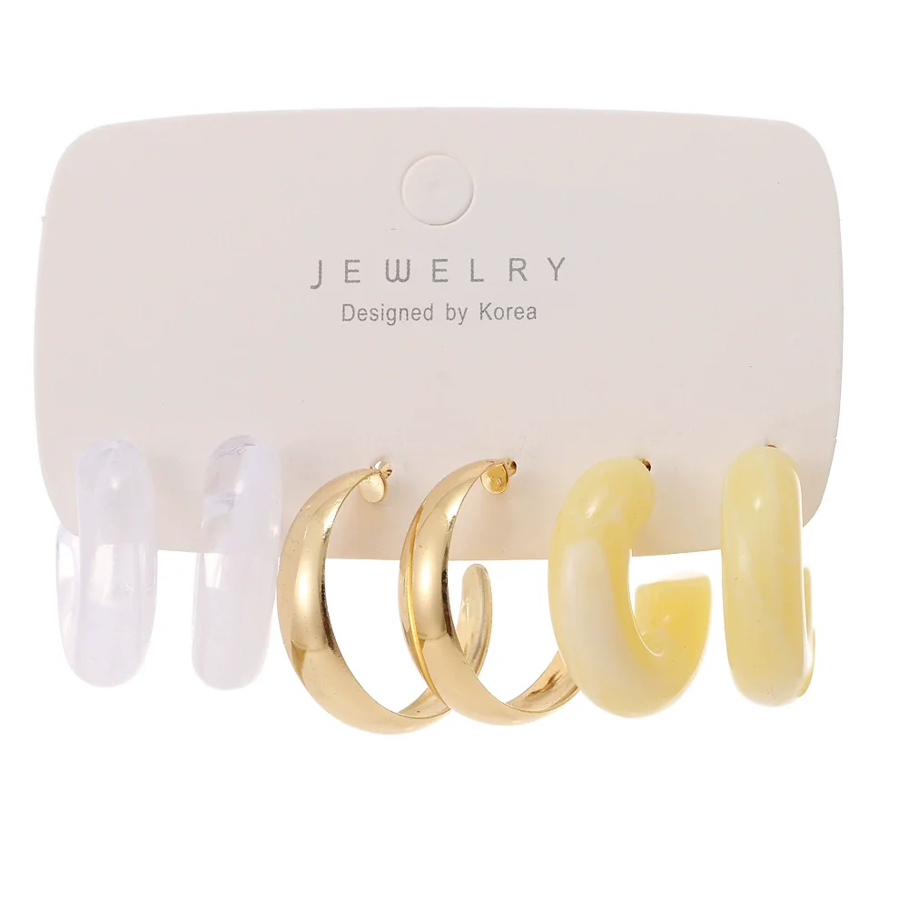 Earrings Set Mixed Material Alloy Cartoon Style With Letter Design And Oil Treatment - Image 5