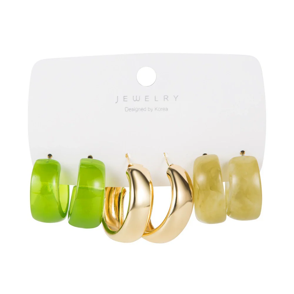 Earrings Set Mixed Material Alloy Cartoon Style With Letter Design And Oil Treatment - Image 7