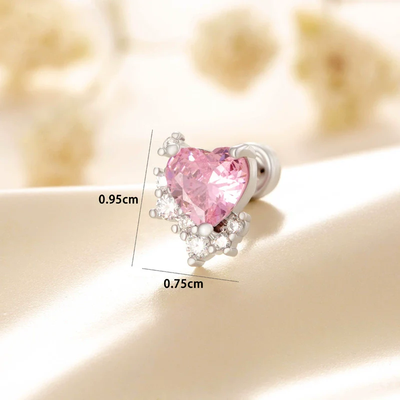 Earrings Titanium Steel Copper Heart Shape Microinlaid Zircon With Diamonds Sweet Cute Advanced Sense For Women - Image 2