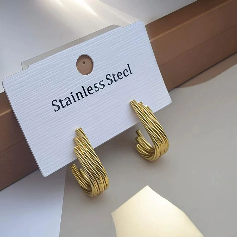 Earrings Titanium Steel Geometric Ushaped Polishing Light Luxury Highend Personality Ear Jewelry