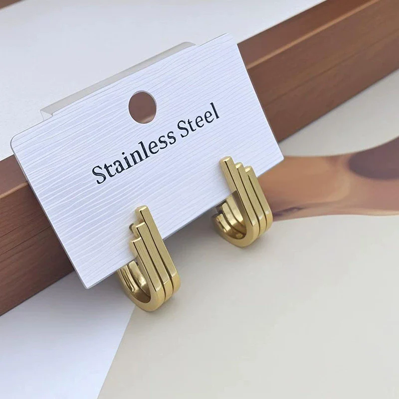 Earrings Titanium Steel Geometric Ushaped Polishing Light Luxury Highend Personality Ear Jewelry - Image 2
