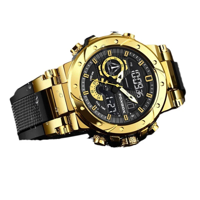 Electronic Sports Watch Mineral Strengthened Glass Mirror Round Dial Alloy Case Silicone Strap - Image 4