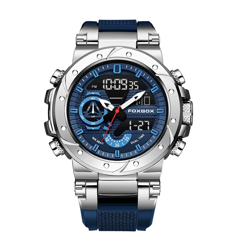 Electronic Sports Watch Mineral Strengthened Glass Mirror Round Dial Alloy Case Silicone Strap - Image 5