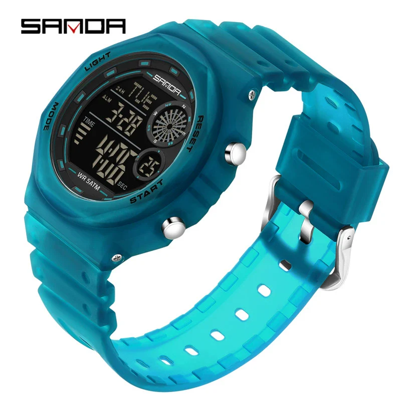 Electronic Watch Multifunction Alarm Clock Student Youth Swimming Waterproof Sports Watch Minimalist Style Round Dial Abs Case Acrylic Mirror Tpu Strap - Image 5