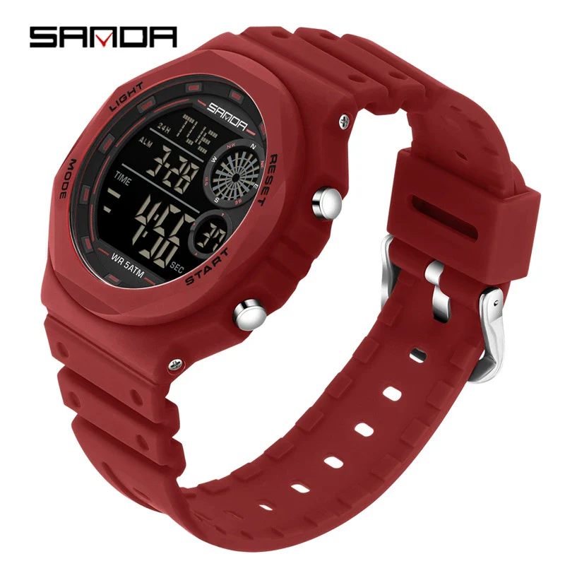 Electronic Watch Multifunction Alarm Clock Student Youth Swimming Waterproof Sports Watch Minimalist Style Round Dial Abs Case Acrylic Mirror Tpu Strap - Image 6
