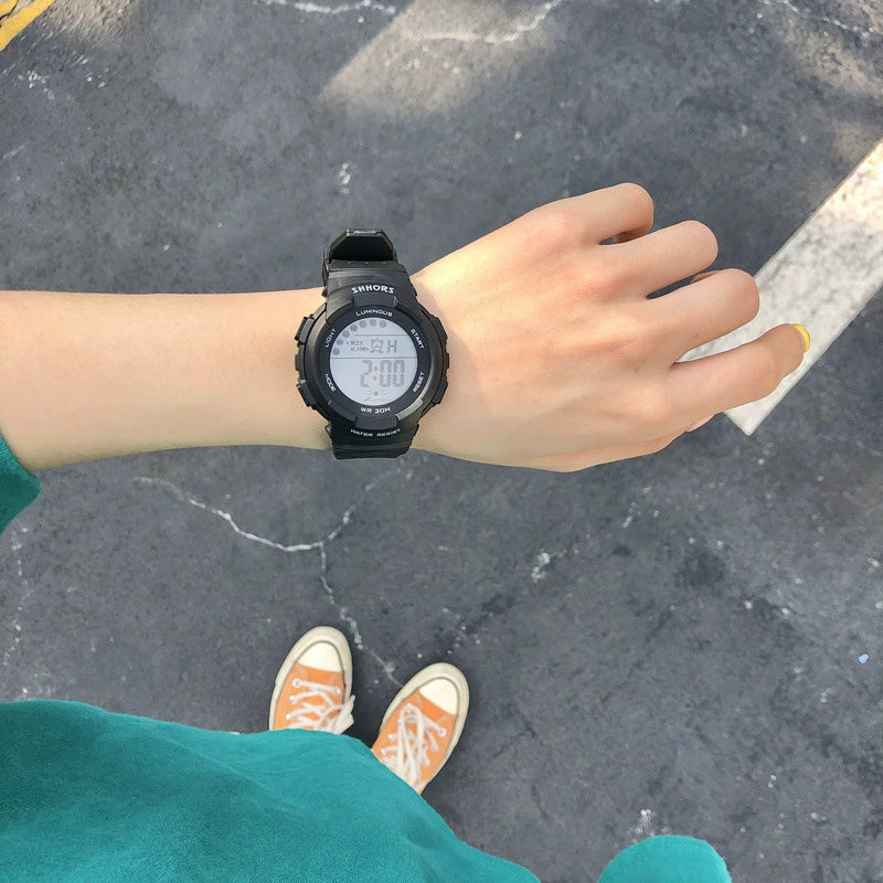 Electronic Watch Silicone Round For Female Middle School Students Korean Simple Trendy Sports Candy Color Luminous Multifunctional - Image 2