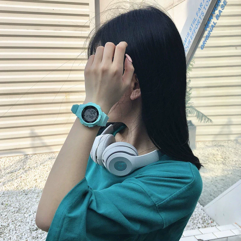 Electronic Watch Silicone Round For Female Middle School Students Korean Simple Trendy Sports Candy Color Luminous Multifunctional - Image 4
