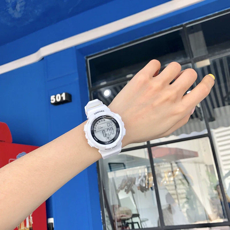 Electronic Watch Silicone Round For Female Middle School Students Korean Simple Trendy Sports Candy Color Luminous Multifunctional - Image 6